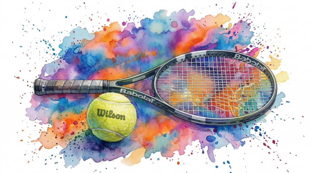 Watercolour tennis racquet and tennis ball — Certainty Deficit article header