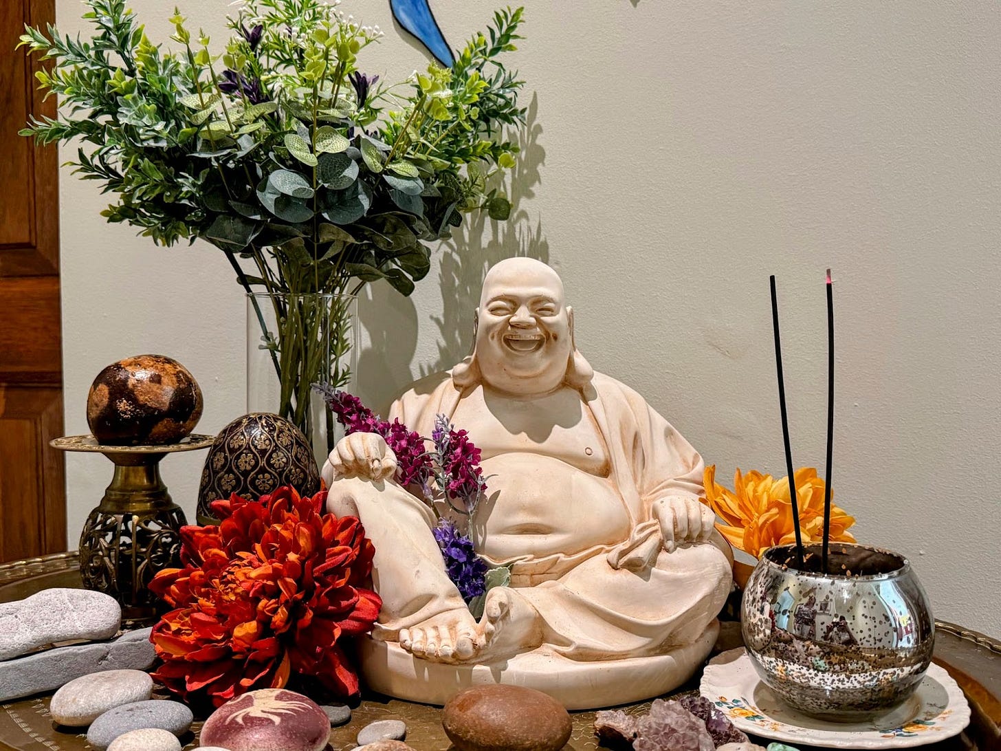 Buddha has settled into his new home! A beautiful birthday gift for Chantal, bringing joy, laughter, and a little extra zen.