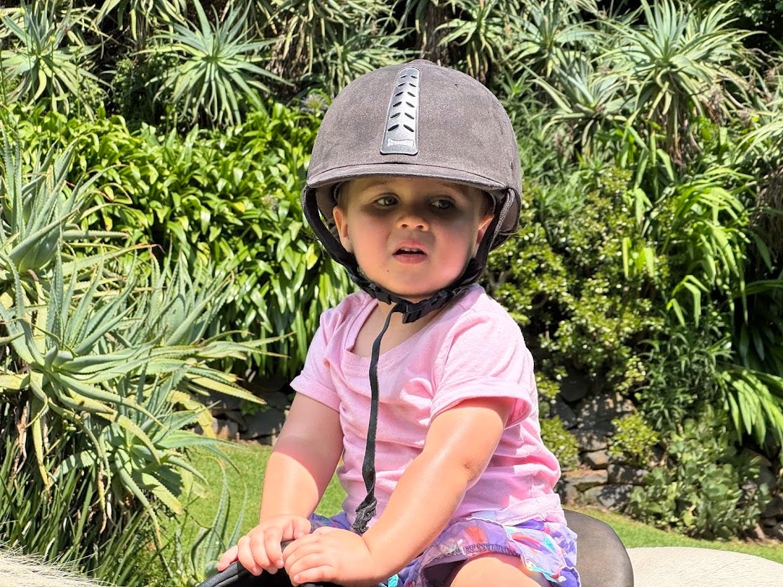 Leah showing us all how to saddle up and ride that pony 👶🐴