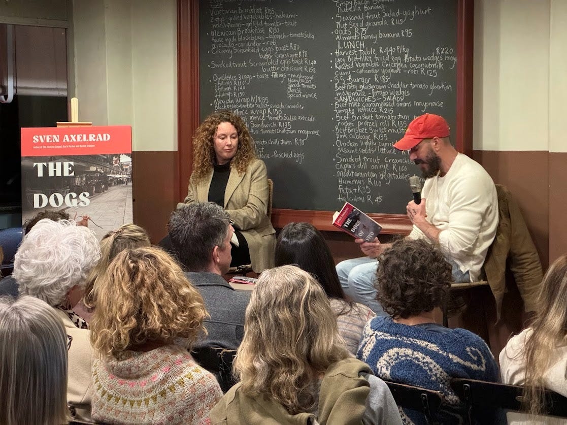 On a cold Johannesburg evening we ventured out to hear Amy Heydenrych chat with Sven Axelrad about his latest novel, The Dogs of Vivo, launched last week at Love Books. 🎤📖
