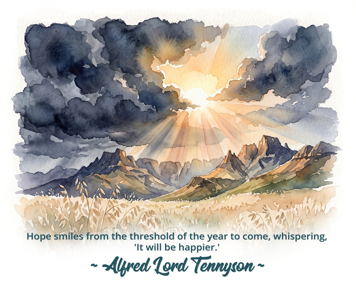 Hope smiles from the threshold of the year to come, whispering, 'It will be happier.' - Alfred Lord Tennyson