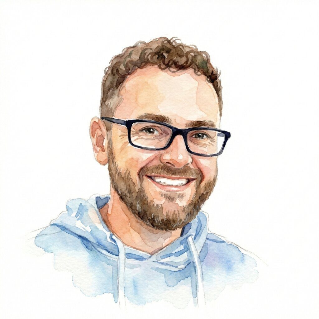 Matthew Bushell — Emotional Fitness Practitioner, 5th Place, watercolour portrait